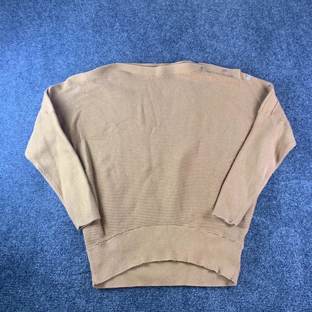 Simply Vera By Vera Wang Dolman Snap Sweater Womens Small Brown Chunky Knit